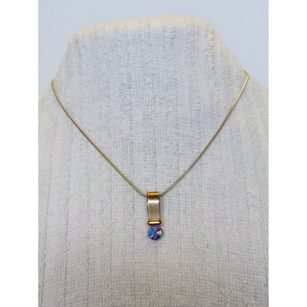 Premier Designs Two Tone Aurora Borealis Pendant Necklace 17 in